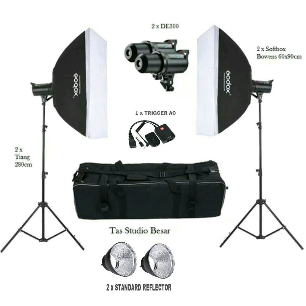 Paket Lampu Studio  Godox DE 300 II Lighting Lampu Studio  