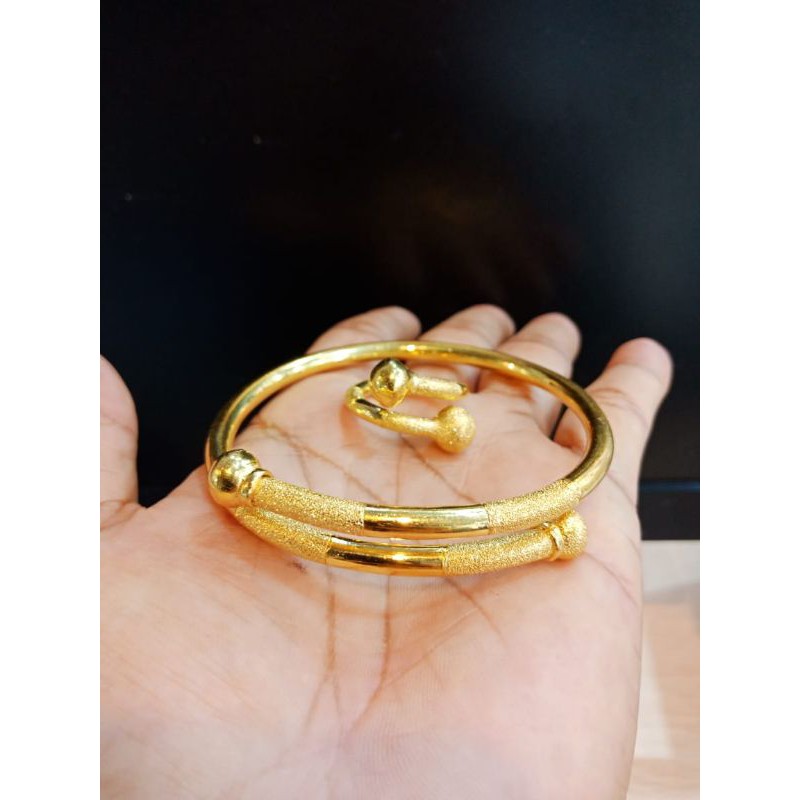 gelang Boba lapis emas set cincin boba