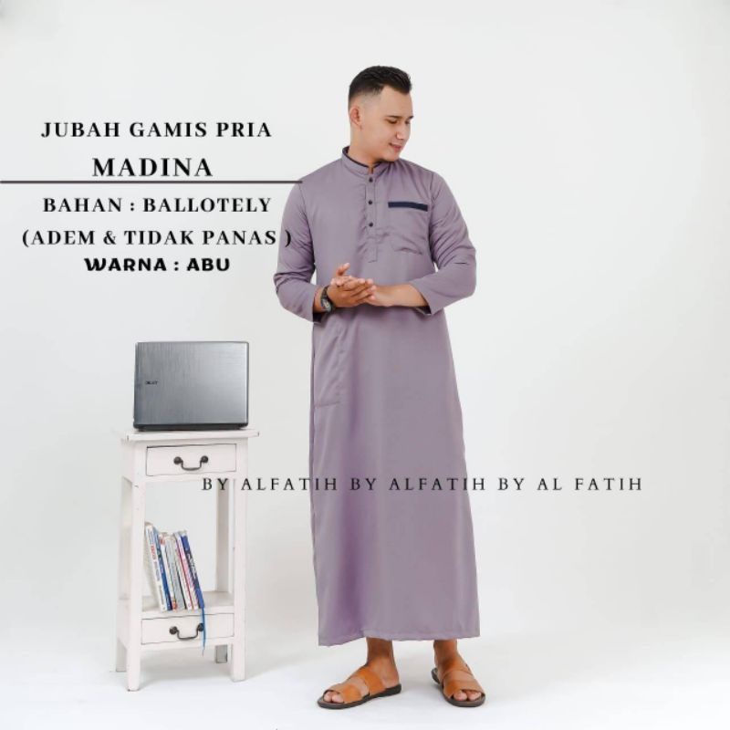 Jubah Gamis Pria Madina Warna , Maroon , Putih , Hitam , Hijau , Abu, Coksu