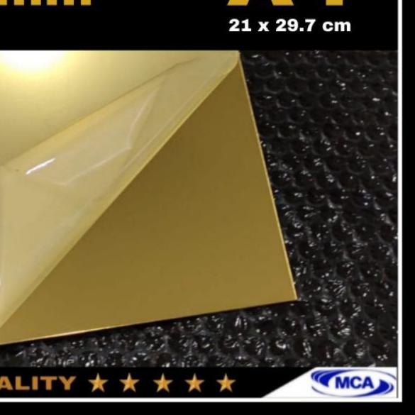 ❋ AKRILIK LEMBARAN GOLD MIRROR A4 / Acrylic Mirror Gold / Laser cutting ❆