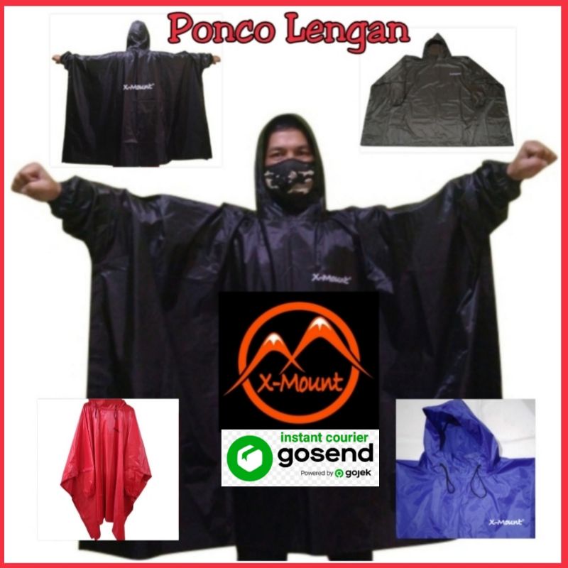 Jas Hujan PONCO Lengan Tangan allsize Big Size Raincoat kelelawar X-Mount