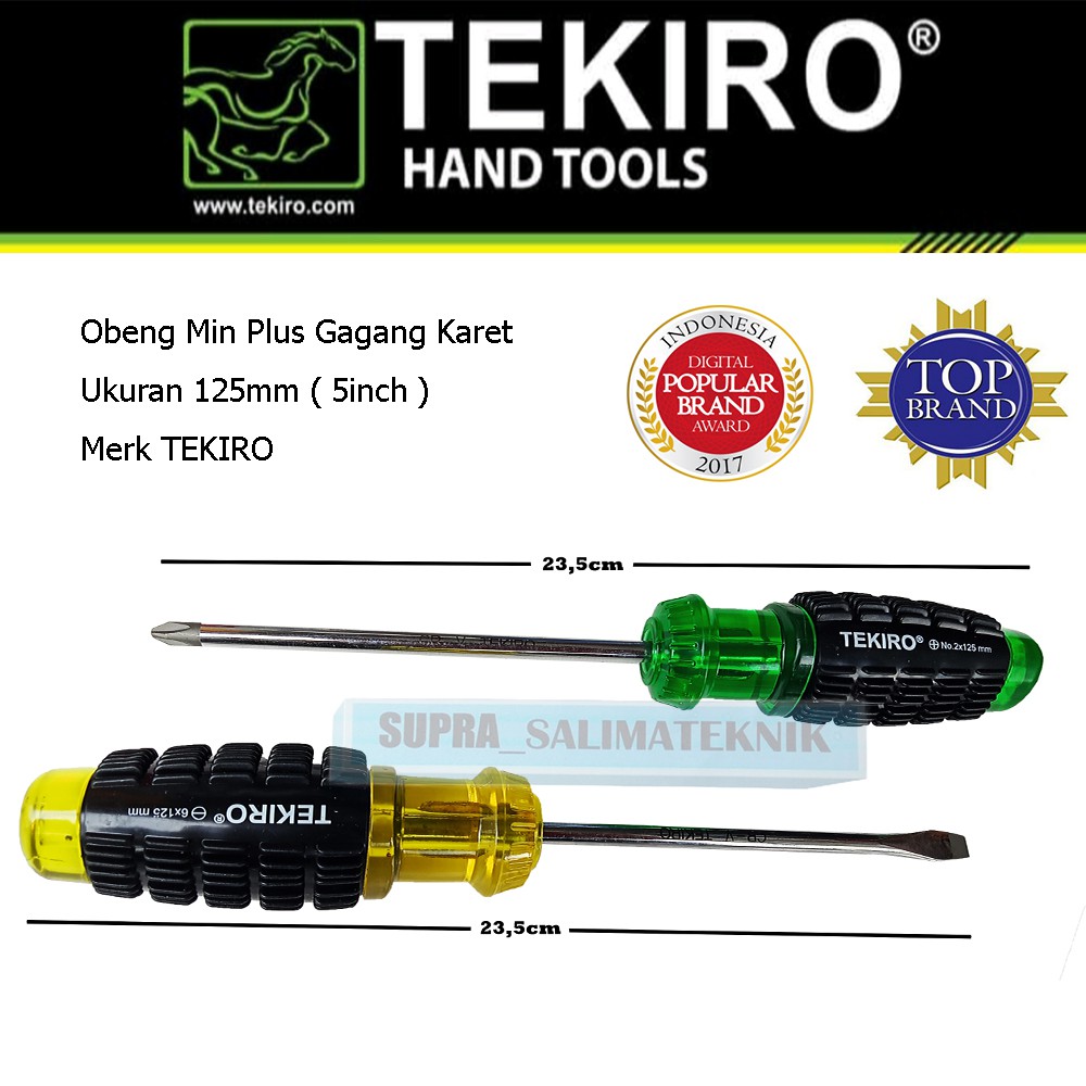 TEKIRO Obeng 125mm Gagang Karet Obeng Tekiro 5 Inch Gagang Karet