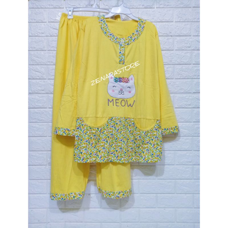 Piyama wanita pp jumbo dewasa kancing 2 Tinny by sofie baju tidur big size panjang ld 110-130 cm-1
