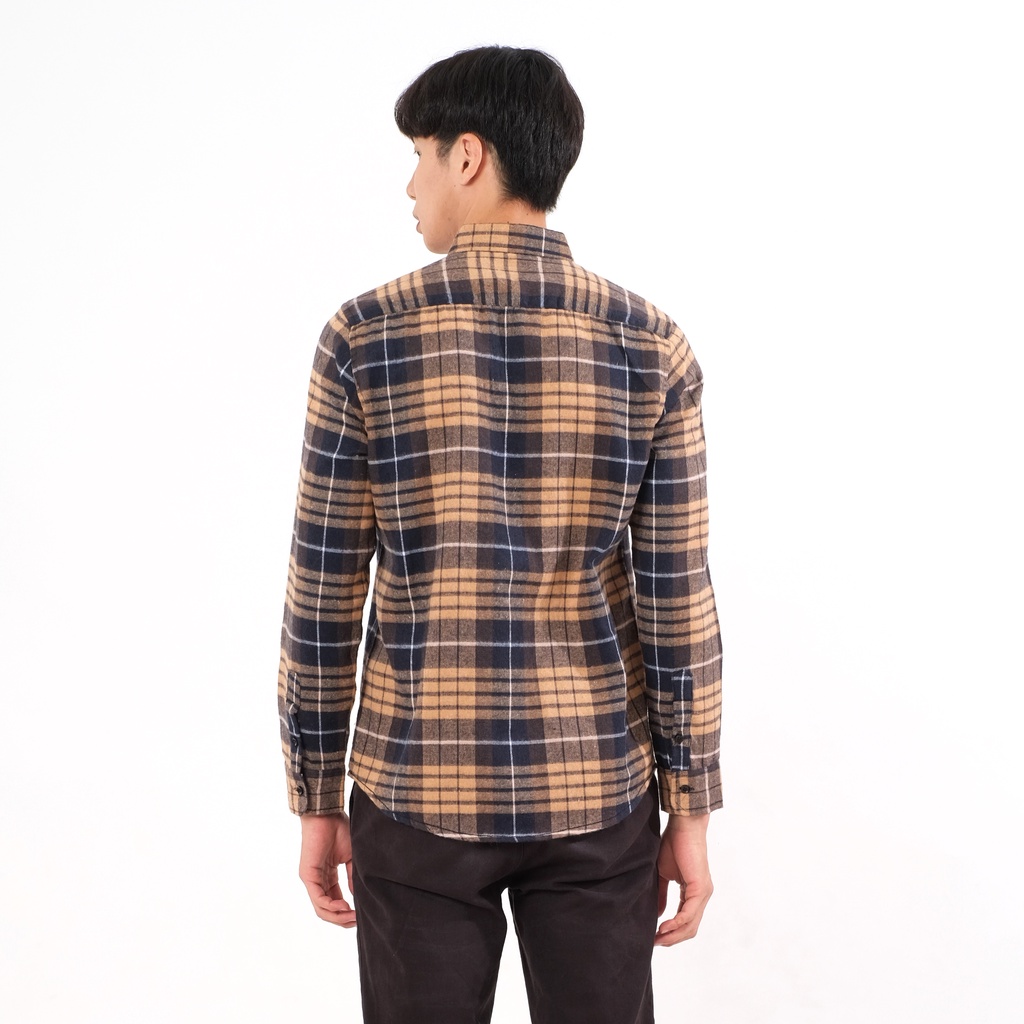 SANVANINA Kemeja Flanel Lengan Panjang Slim Fit Motif Kotak Kotak | Flannel Salford Cream - E-8009