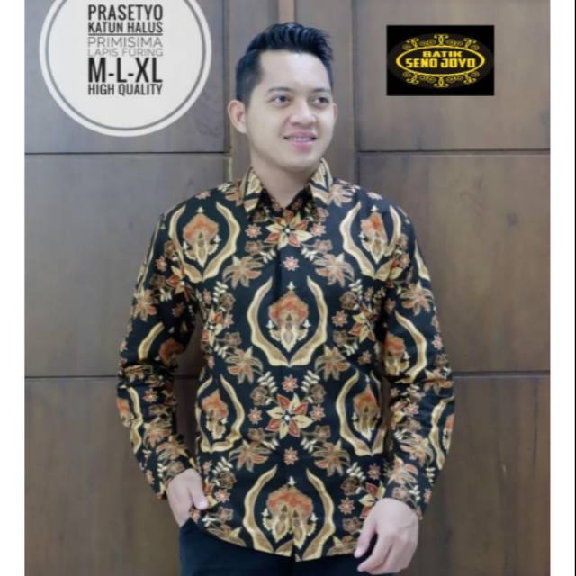 Kemeja Batik/Hem Batik Lengan Panjang PRASETYO Bahan Katun Primisima Lapis Furing