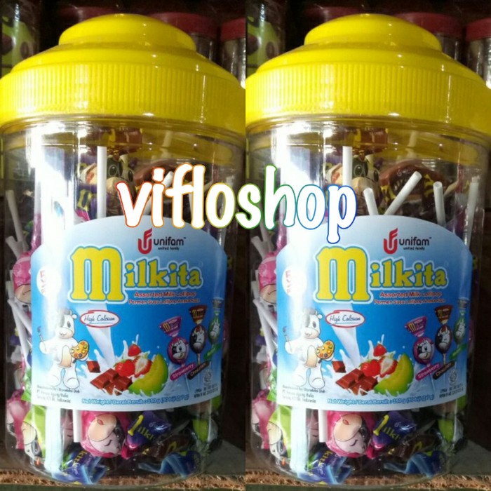 

Permen Susu Milkita Lollipop / Permen Milkita Kemasan Toples isi 50