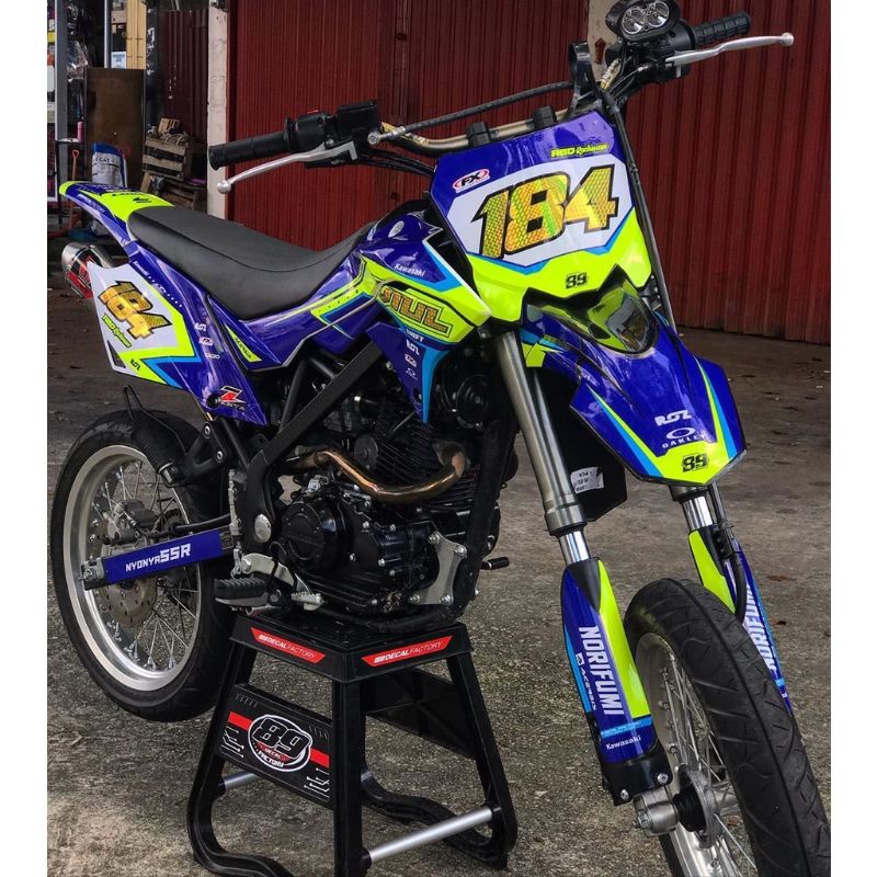 Decal sticker Deckal motor Kawasaki  KLX 150  cutting gold carbon cutting stabillo by riquest