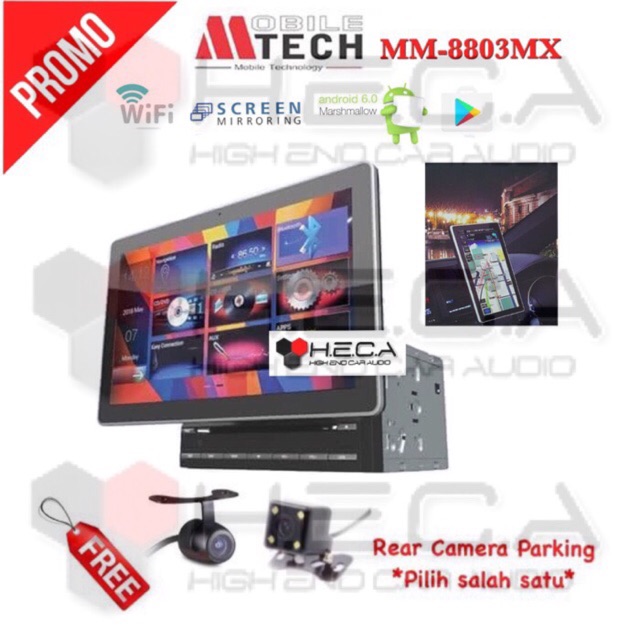 Mtech MM-8803MX Android 10” Head Unit Double din MM 8803MX Tape Mobil MM 8803 MX & Kamera Mundur