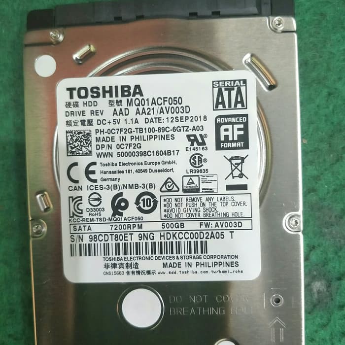 Promo Harddisk Notebook Internal Toshiba 2 5  500GB 7200 rpm Limited