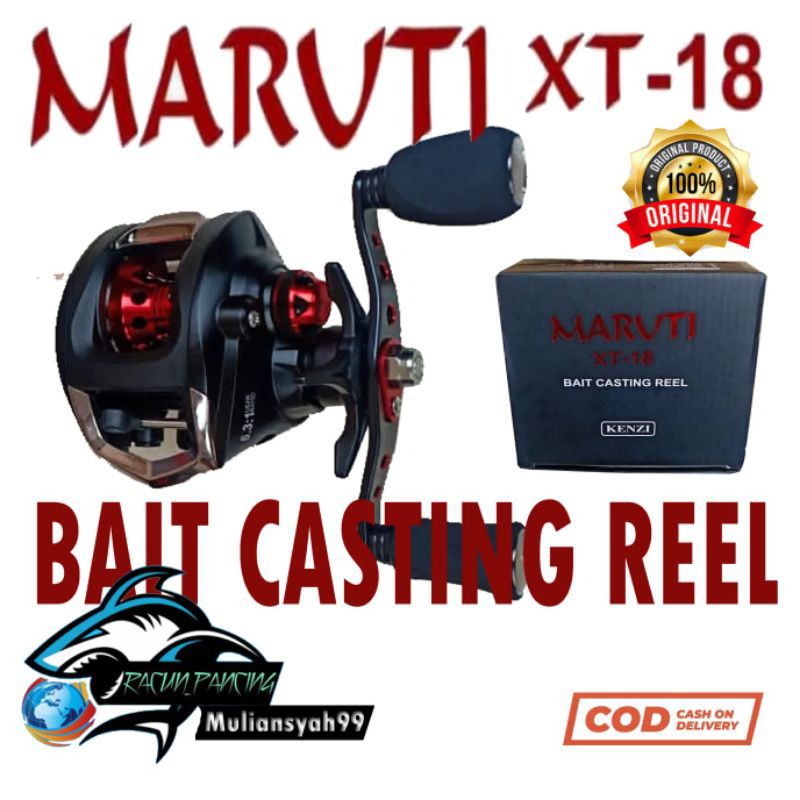 Reel pancingan bc pancing casting baitcasting kenzi maruti XT-18 kuat power handle kiri 6.3:1