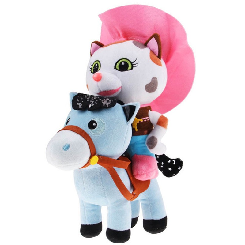 Boneka Anak 2 unids/lote Sheriff Callie Salvaje Oeste de 25 cm vaquero Callie gato 20 cm Pony