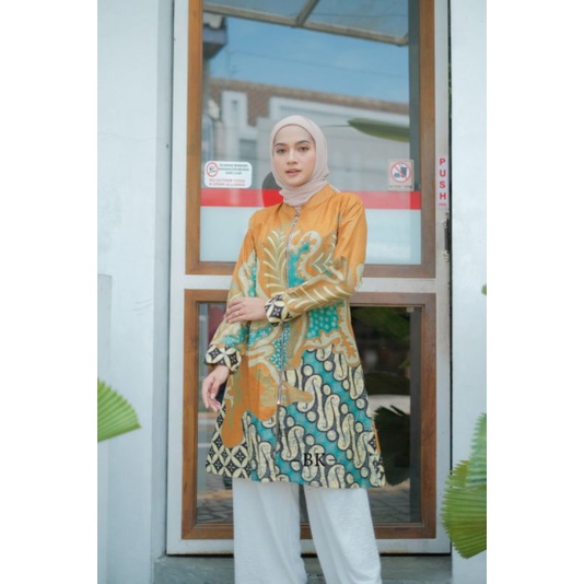 BATIK TUNIK MOTIF TERBARU PEKALONGAN ORIGINAL ZIPPER FULL KANCING DEPAN M L XL