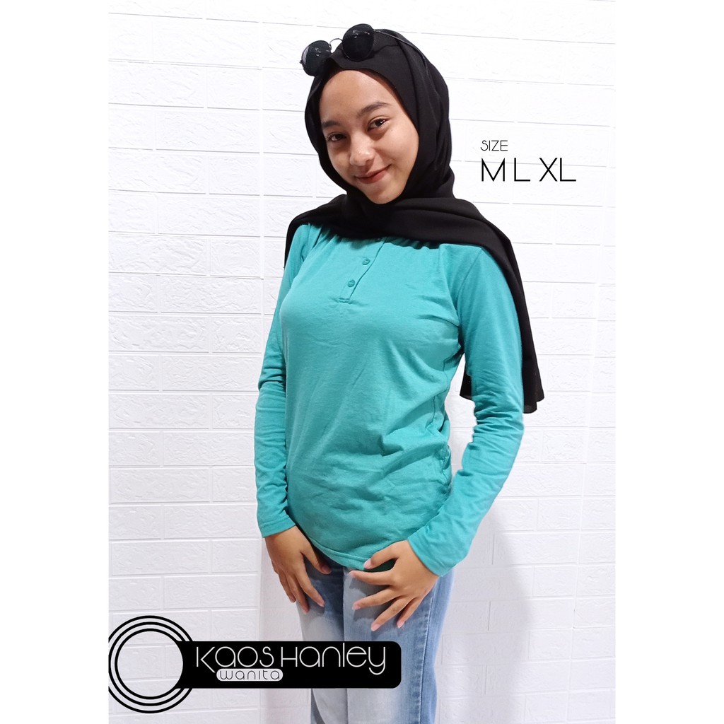 Kaos wanita lengan panjang kancing simple