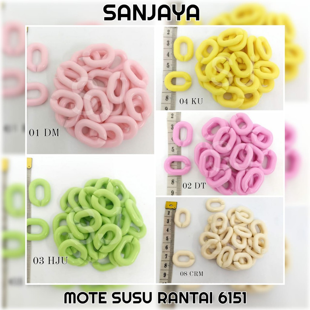 RANTAI SUSU / RANTAI SUSUN / RANTAI PLASTIK WARNA WARNI / STRAP MASKER / CONNECTOR MASKER / MOTE SUSU RANTAI 6151