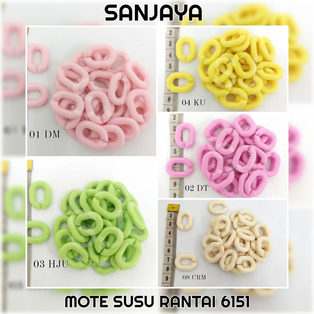 RANTAI SUSU / RANTAI SUSUN / RANTAI PLASTIK WARNA WARNI / STRAP MASKER / CONNECTOR MASKER / MOTE SUSU RANTAI 6151