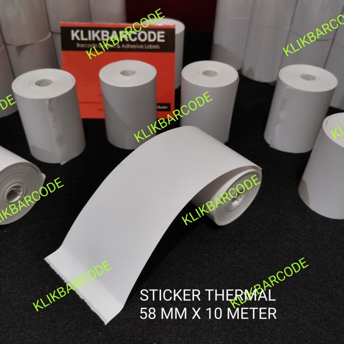 

KERTAS STICKER LABEL THERMAL PRINTER BLUETOOTH 58 MM X 10 METER -58x40