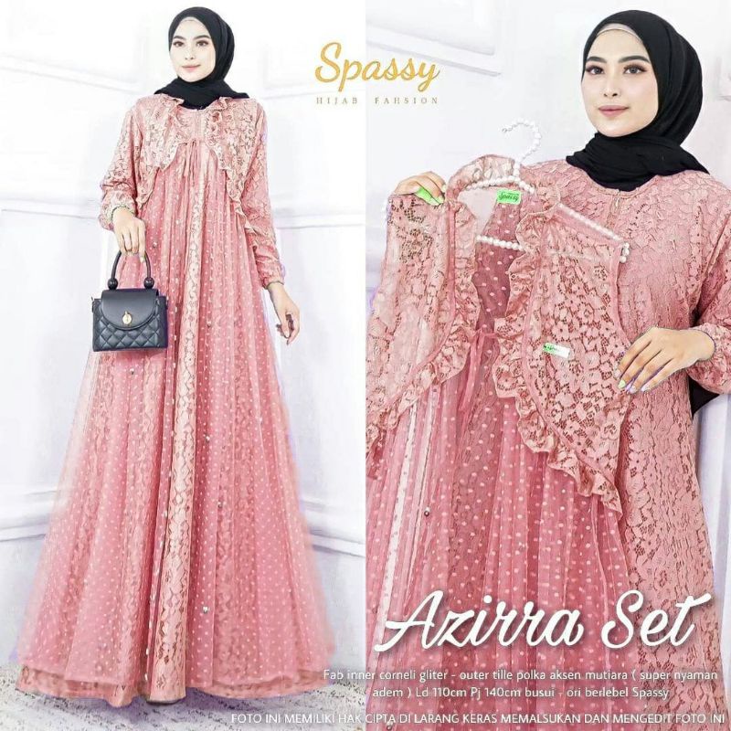 Azzira Azirra set gamis tile maxy brukat
