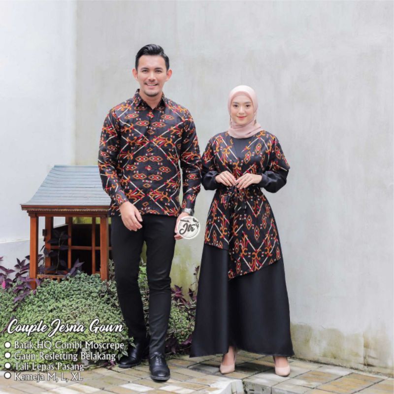 New Arrival Baju Gamis Couple Couple Sarimbit Keluarga Pasangan Muslim Nibras Aurora Hitam Jesna Gow