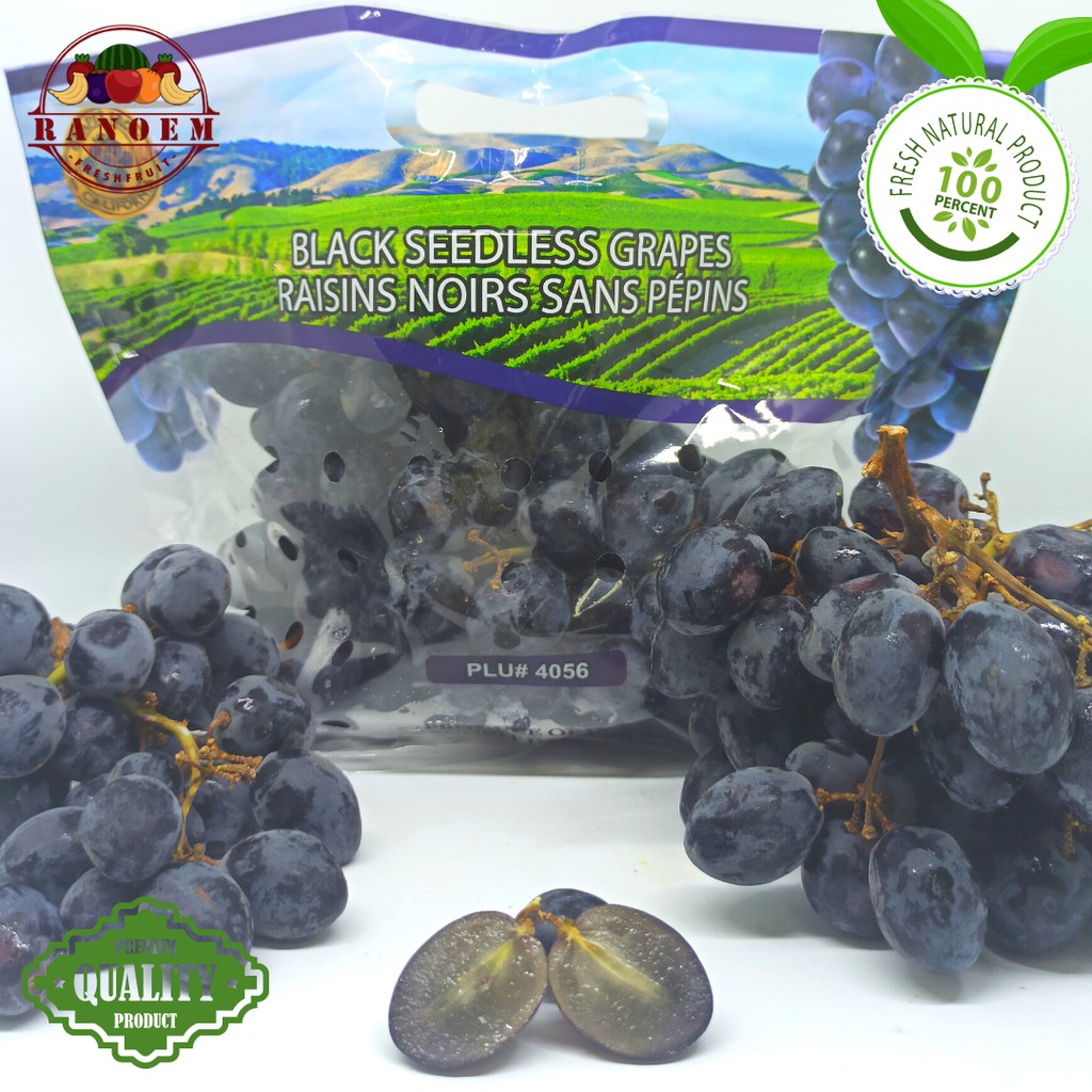 

Buah Anggur Hitam Tanpa Biji / Autumn Royal Canada Seedless / 500 gr