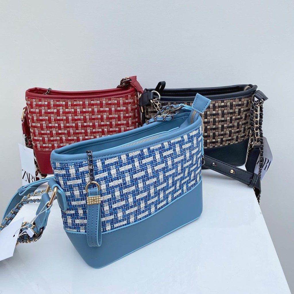 ZARA Tweed Gabrielle Crossbody Bag