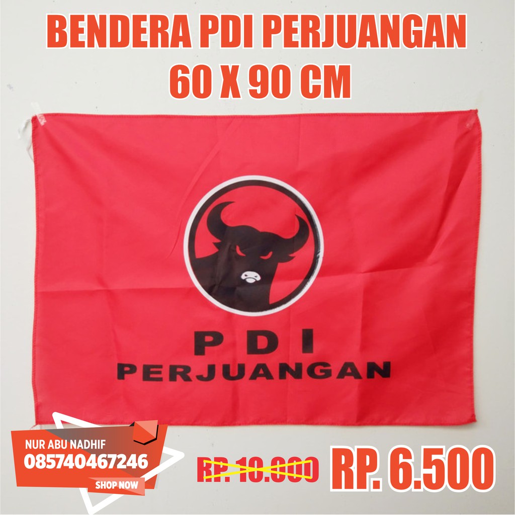 bendera partai PDI Perjuangan 60x90 cm (isi100pcs)