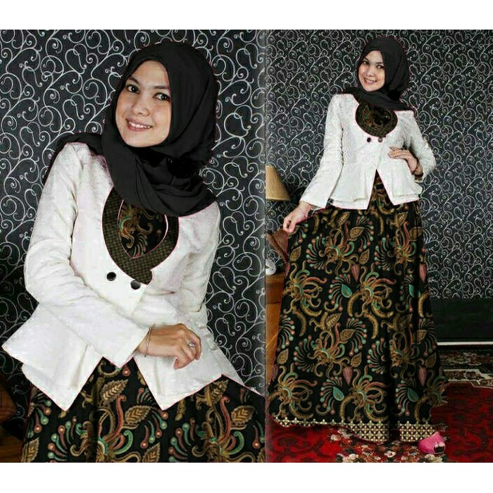 Baju gamis wanita terbaru lunox hitam Setelan muslim batik wanita