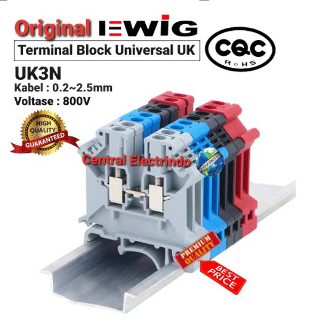 Terminal Block Universal UK3N (0.2~2.5mm) 800V Din Rail EWIG.