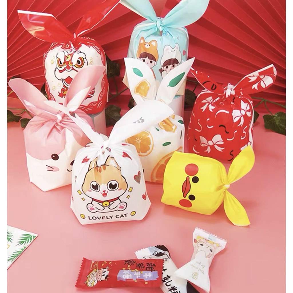 10 pcs Plastik Rabbit Ear Bag Goodie Bag souvenir man yue ebs ebm ebl ebxl ebmix