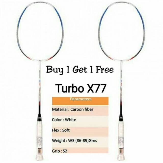 PAKET RAKET BADMINTON LINING TURBO X 77 ORIGINAL