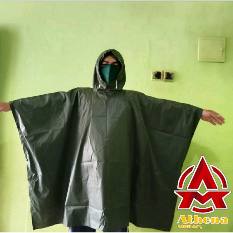 Jas hujan ponco hijau tni multifungsi tactical outdoor