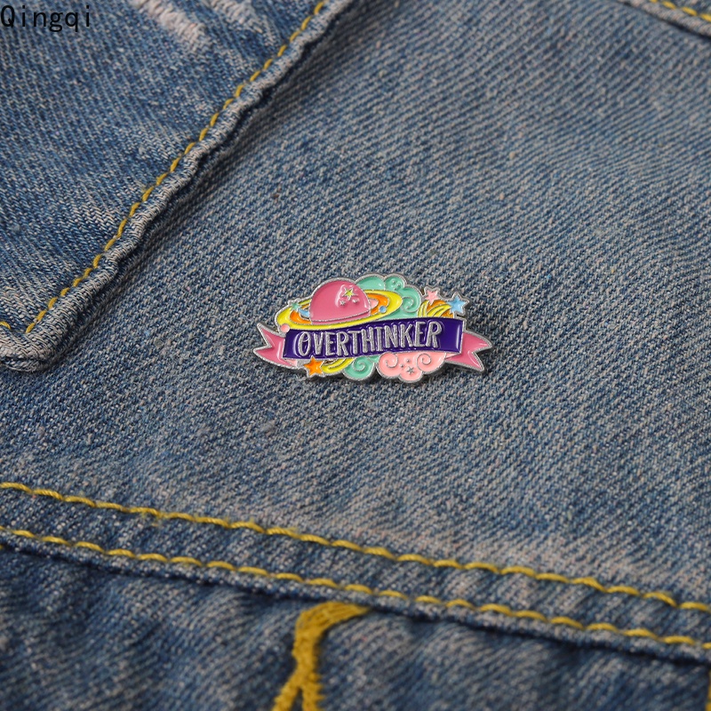 Bros Pin Enamel Desain Kartun Space Overthinking Warna-Warni Untuk Anak