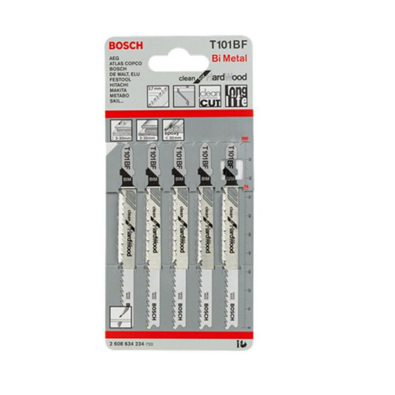 Bosch Mata Jigsaw - Mata Gergaji Kayu Keras T 101 BF 5 pcs