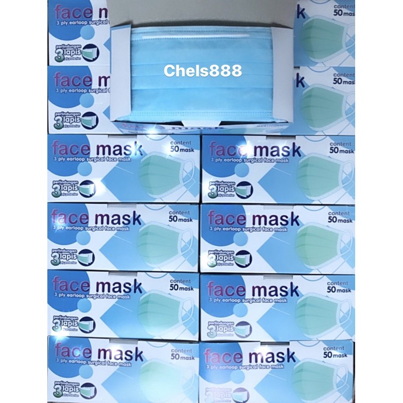 Masker FACE MASK 3ply Earloop isi 50pcs