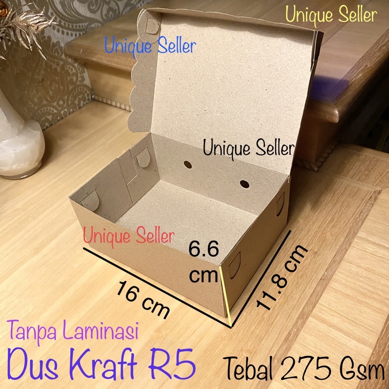 Dus R5 Jumbo KRAFT Renda uk 16x12x6.5 KRAFT 275 Gram / Dus Box Kotak Kue Roti R5k 16x12x6.5 KRAFT 275 Gsm / Dus Box Kotak Berkat Oleh Oleh 16 x 12 x 6.5 / Dus Box Kotak Hampers 16x12x6.5 / Dus Box Kotak Jajan Hajatan isi 5