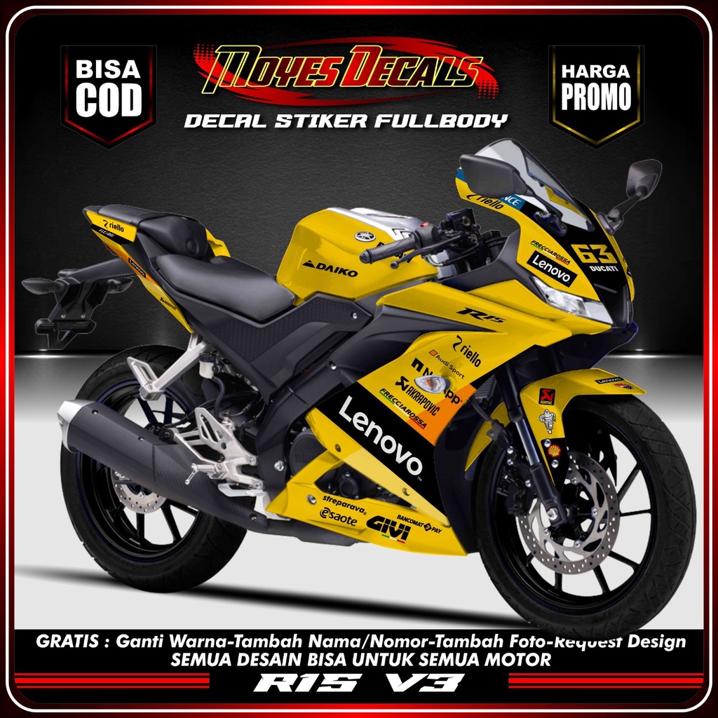 Decal R15 V3 Man Racing GTR Yellow Color Motorider
