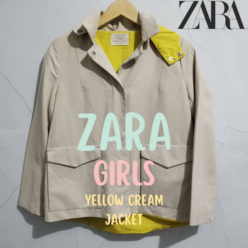 ZARA Girls Cream Yellow Coat Woman Original ( PRELOVED / THRIFT )