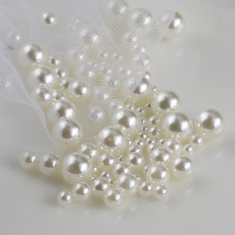 beige ABS acrylic pearls no-holes for jewelry findings DIY beads 3-8MM