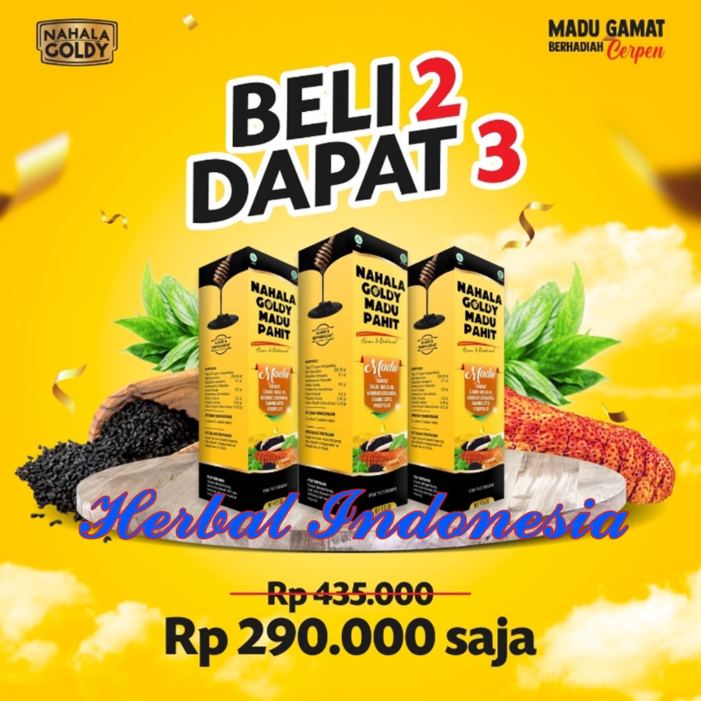 Madu Hitam Pahit Gamat Nahala Goldy 475 GR | Nahala Goldy Madu Pahit Original - BELI 2 GRATIS 1