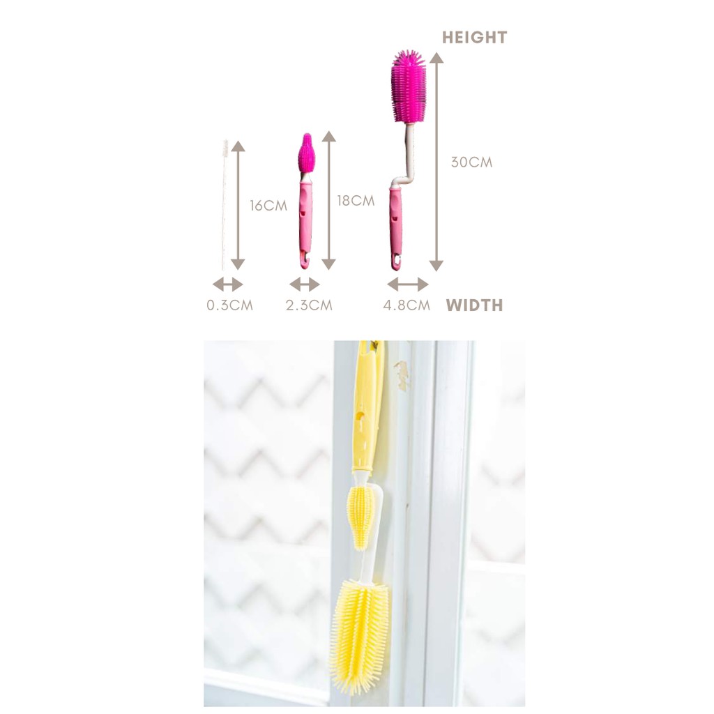 Lieto Baby Silicone / Sponge Bottle Brush - Sikat Botol Susu Anak Bayi Silikon Nipple Straw Korea