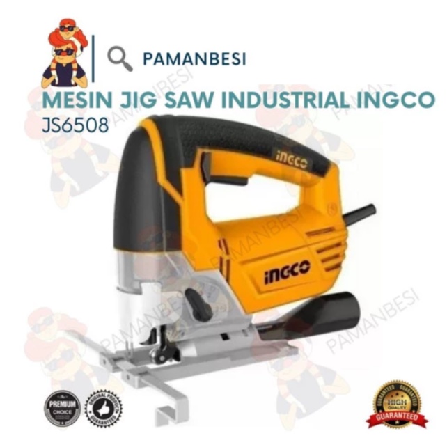 MESIN JIGSAW TRIPLEK GERGAJI TANGAN INGCO KUNING 650 WATT INGCO JS6508