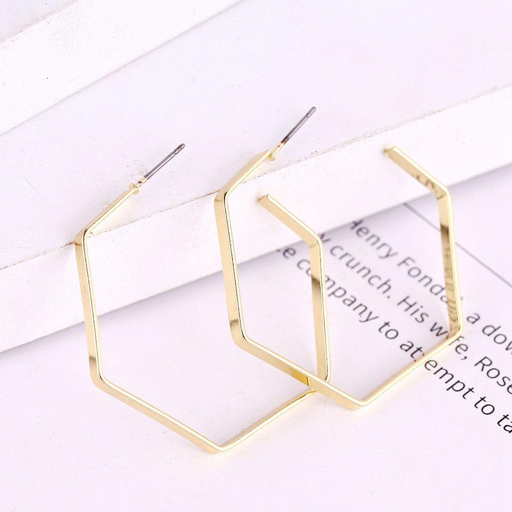 Anting Hoop Geometris Nanas Perhiasan Pernyataan Punk Fashion Hati Persegi Bulat Hexagon