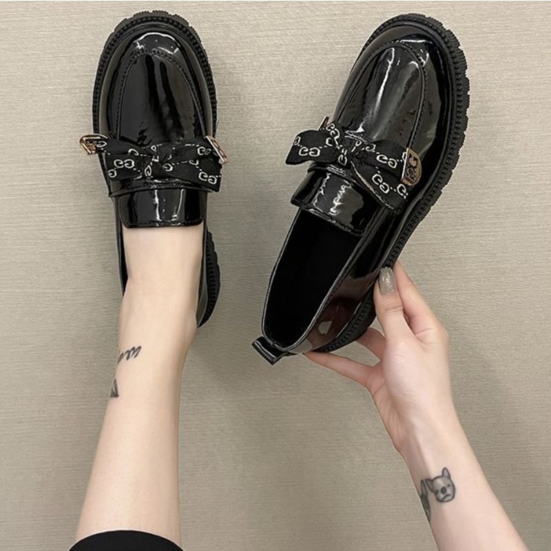 Sepatu Lolita Mary Jane Manis Sepatu Loafer Solid Wanita Zapatos De Mujer 2022 Sepatu Platform Ujung Bundar Slip On Kasual Hak Rendah / Sepatu Docmart Wanita Terbaru / Bisa Cod