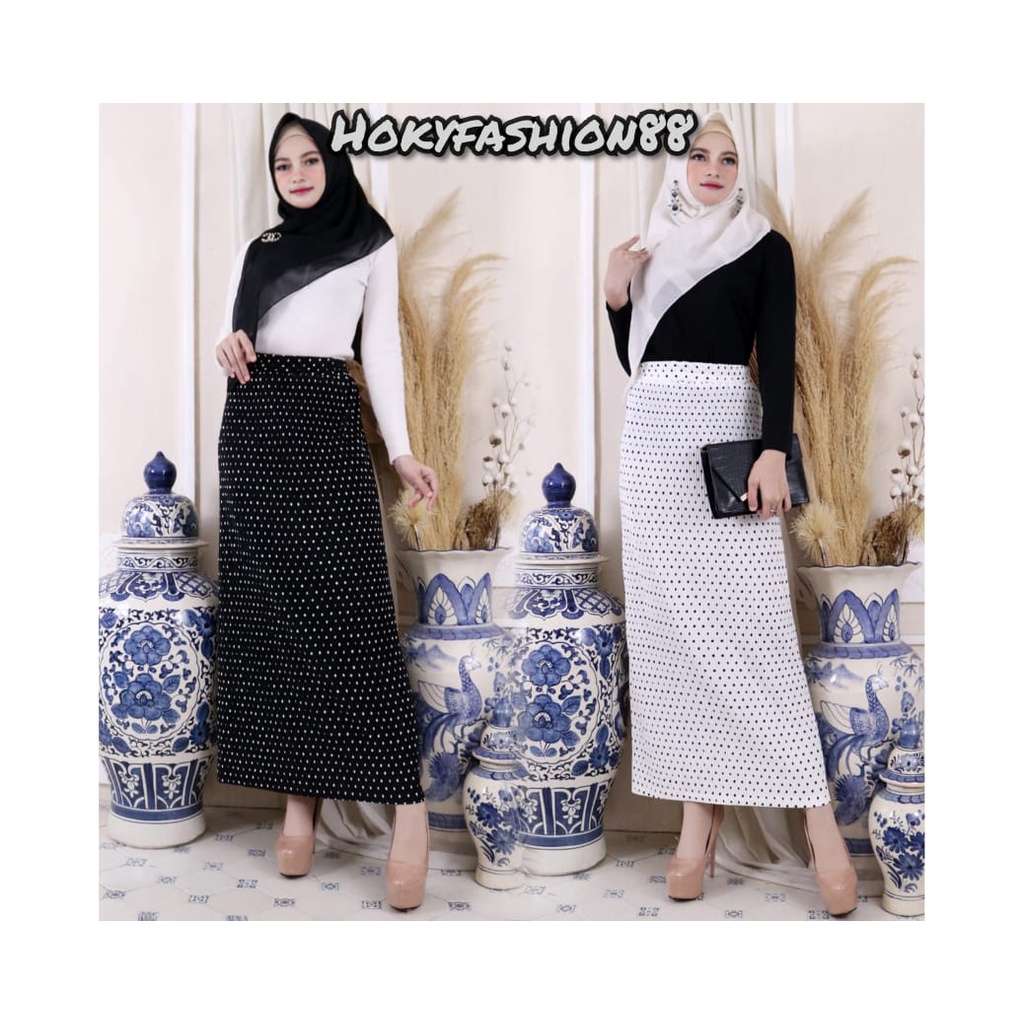 ROK SPAN MOTIF POLKADOT TERBARU // PLISKET SPAN MOTIF POLKADOT // ROK PLISKET SPAN MOTIF POLKADOT