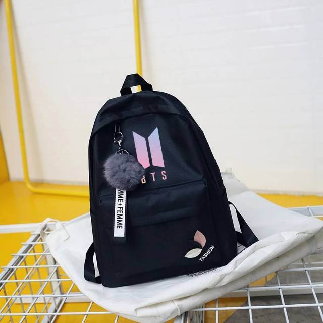 Ransel Wanita BTS Mode 2023 Ransel Tas Punggung Tas Sekolah Nilon Tahan Air untuk Ransel Anak Laki-laki perempuan Baru