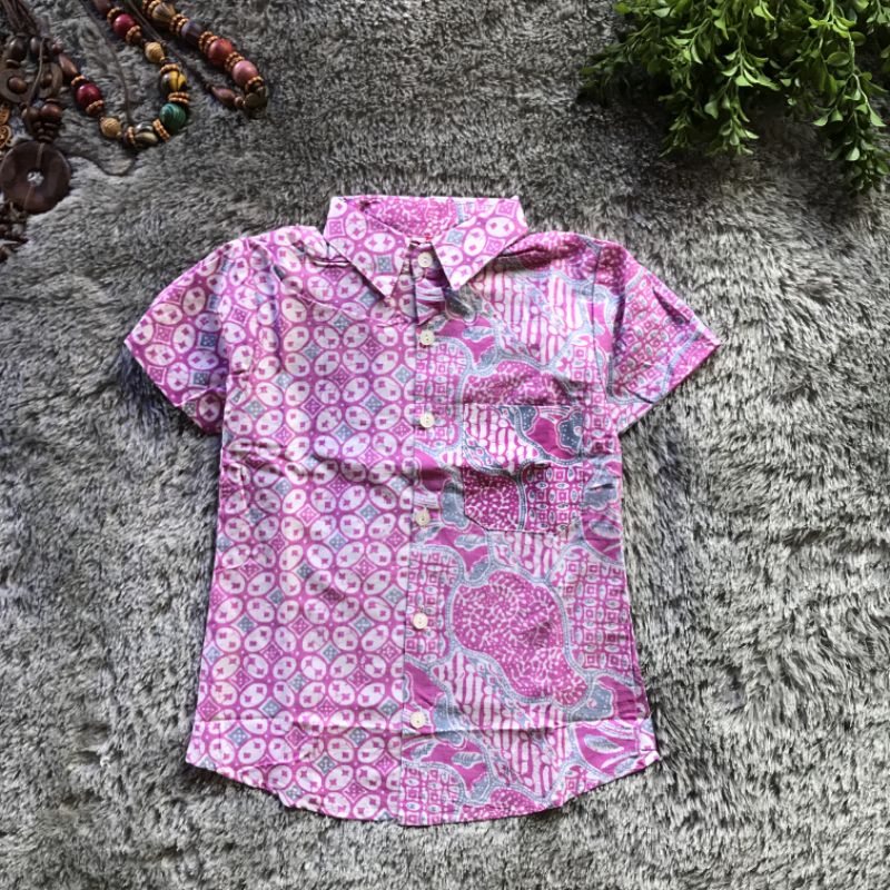 Kemeja Batik Anak Jakung Pink Kemeja Batik Anak Laki - Laki Katun Halus Adem Nyaman Dipakai