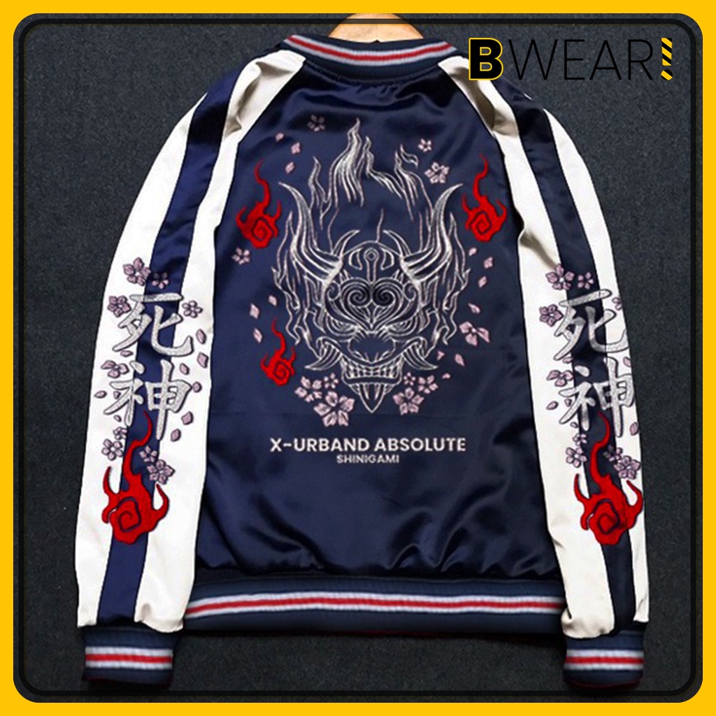 Jaket Pria Wanita Jaket Bolak Balik Sukajan Shinigami Full Bordir Original X Urband Absolute A214