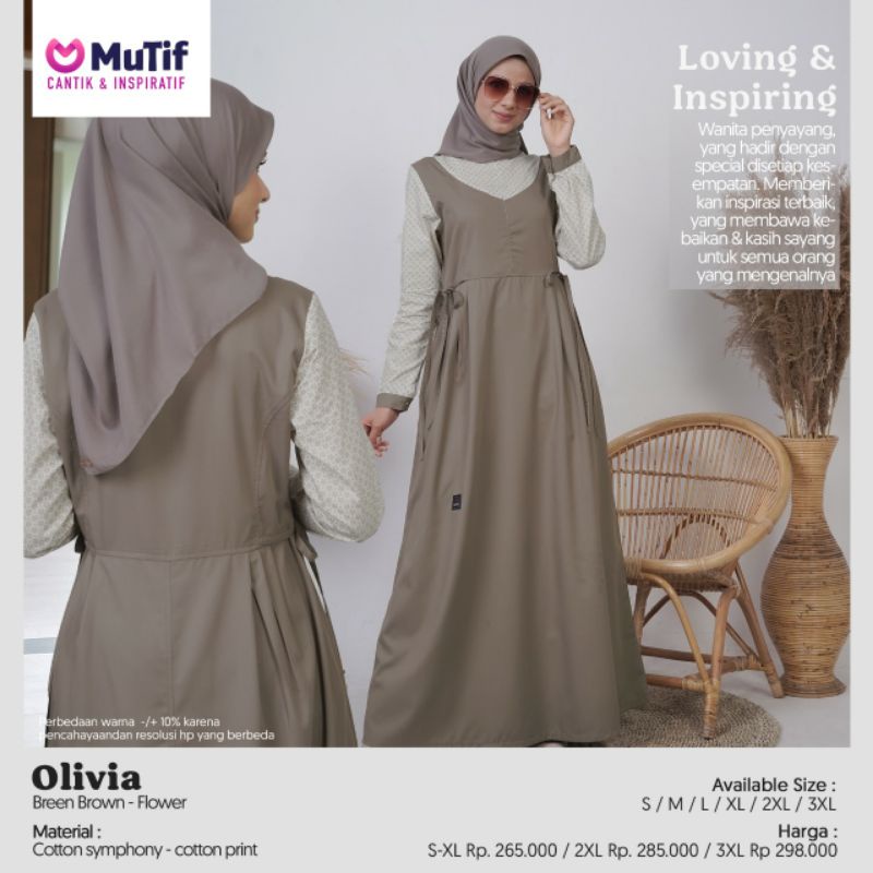 Gamis Mutif Olivia Breen Brown Baju Muslim Gamis Branded by Mutif