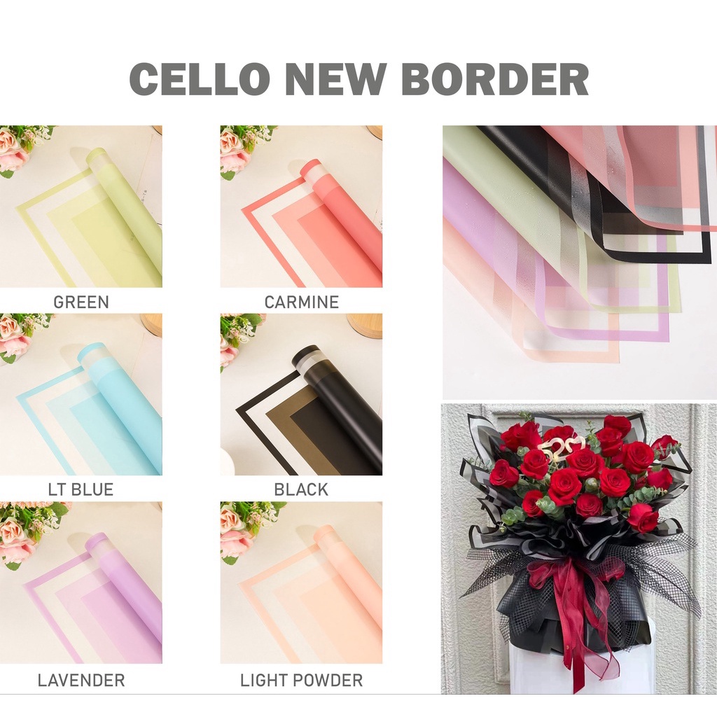 

(1 pcs) Flower wrapping paper New Border Line Cellophane florist kertas bunga buket