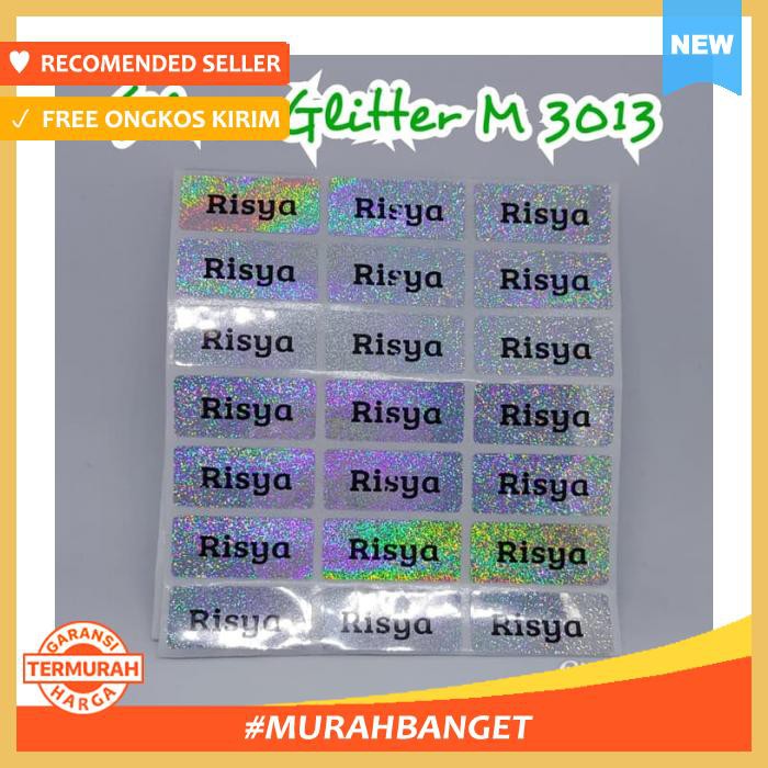 

Label Nama Polos Silver Glitter Nama Tahan Air Bisa Req Nama - Pengikat & Perekat - Stiker
