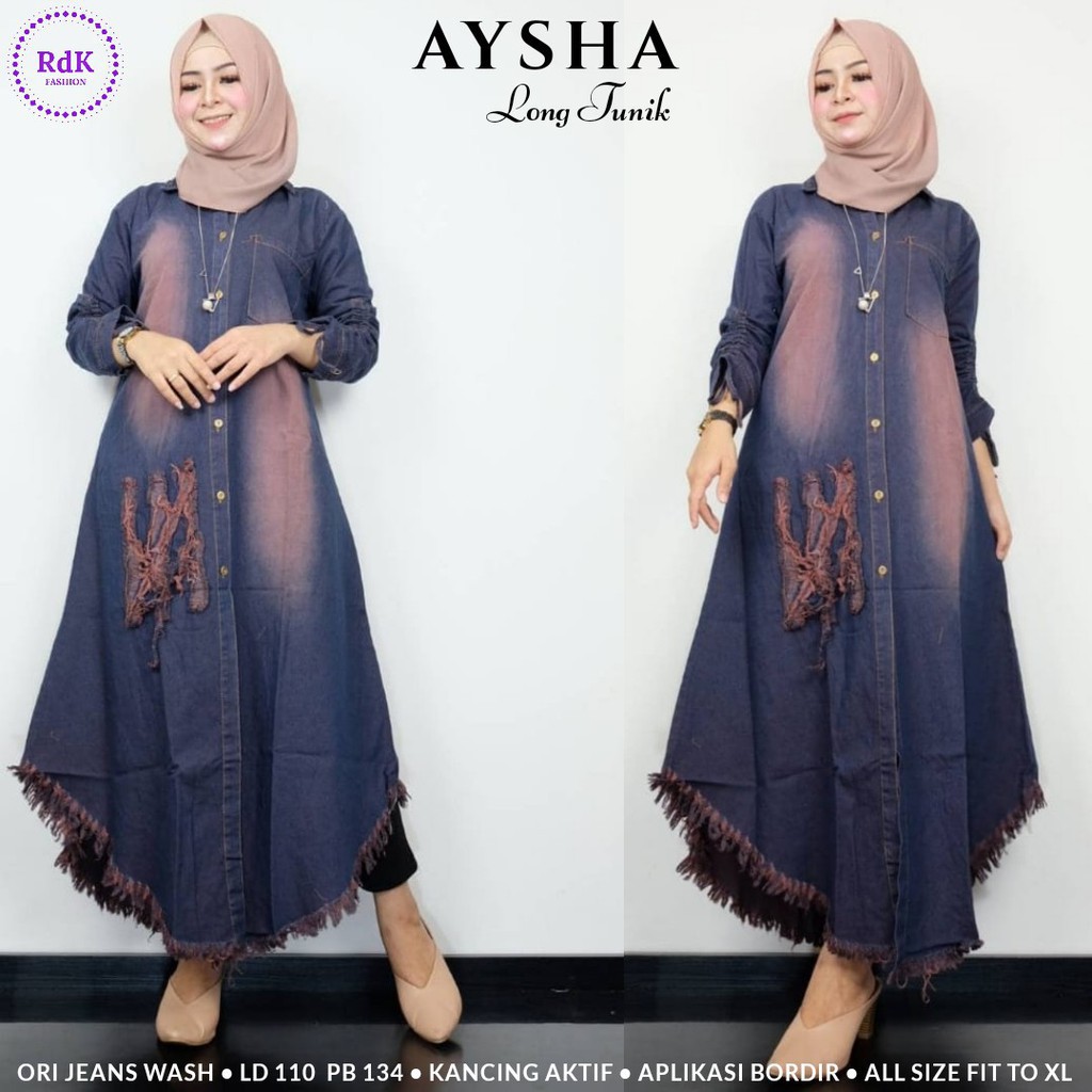 ASEA Aysha Long Tunik Jeans Rawis - Vini Moana Tunik